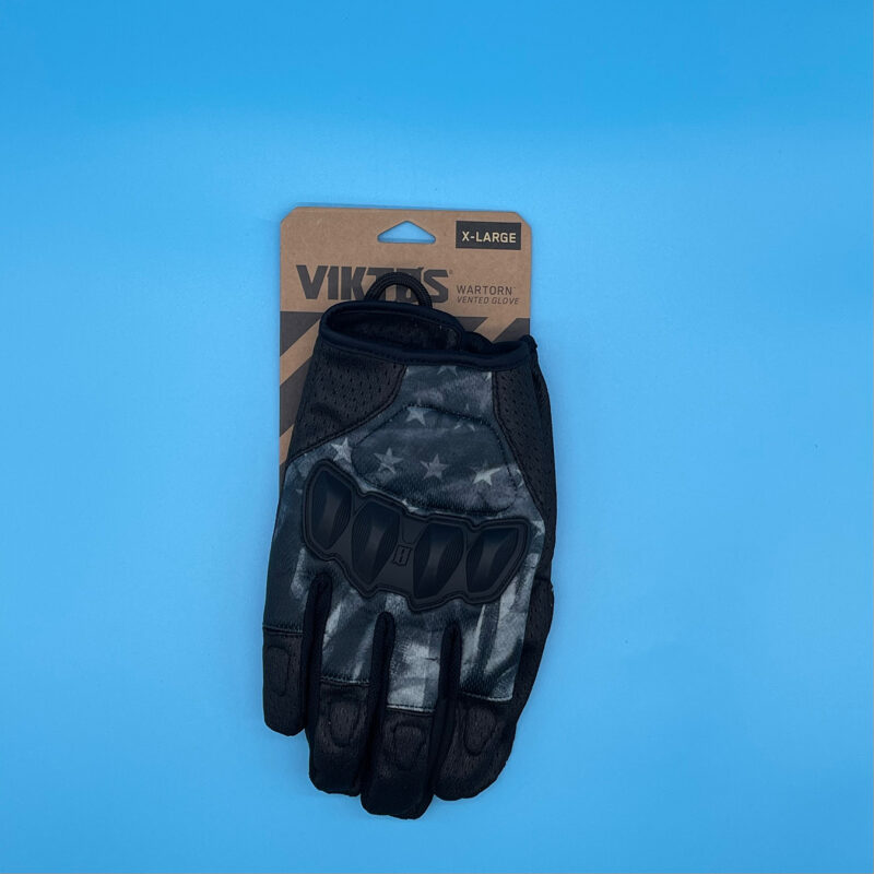 WARTORN VENTED GLOVE FLAG BLACK